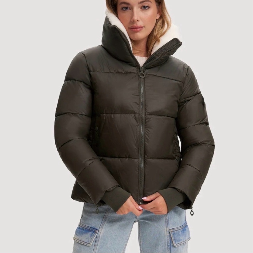 Women's Olive Puffer Winter Coat